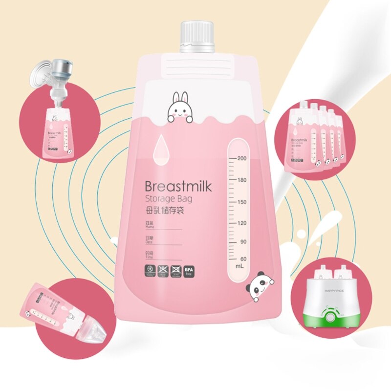 200ml Breast Milk Storage Bags Disposable Baby Liquid Food Fresh Sealed Bags Portable Infant Feeding Pouchs Packages