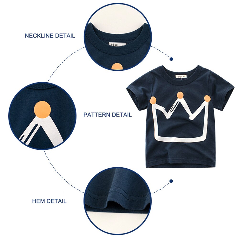 Kroon bedrukte trui zomer kinderen cartoon t-shirt casual stijl kleding 1-10 jaar baby jongens tops