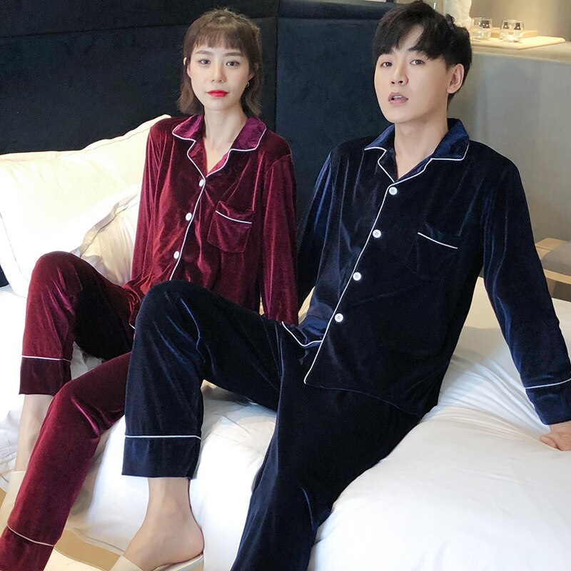 Couples Pajamas Set For Women Men Long Sleeve Sleepwear Pyjamas Suit Home Clothing His-and-hers Clothes Pijamas