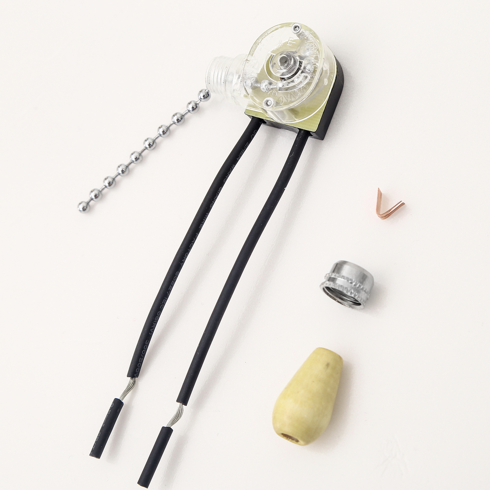 Home Pull Chain Switch Decor Ceiling Fan Light Wall Light Pull Switch Replace Pull Cord Chain Switch with Wooden Bead Pendant