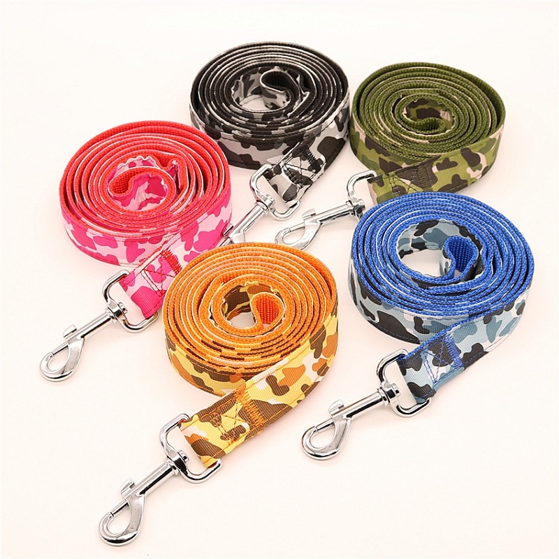 Camouflage hondenriem nylon duurzame hondenriem breedte 2.5cm hondenriem huisdier trekkoord hondenriemen voor kleine, middelgrote en grote honden
