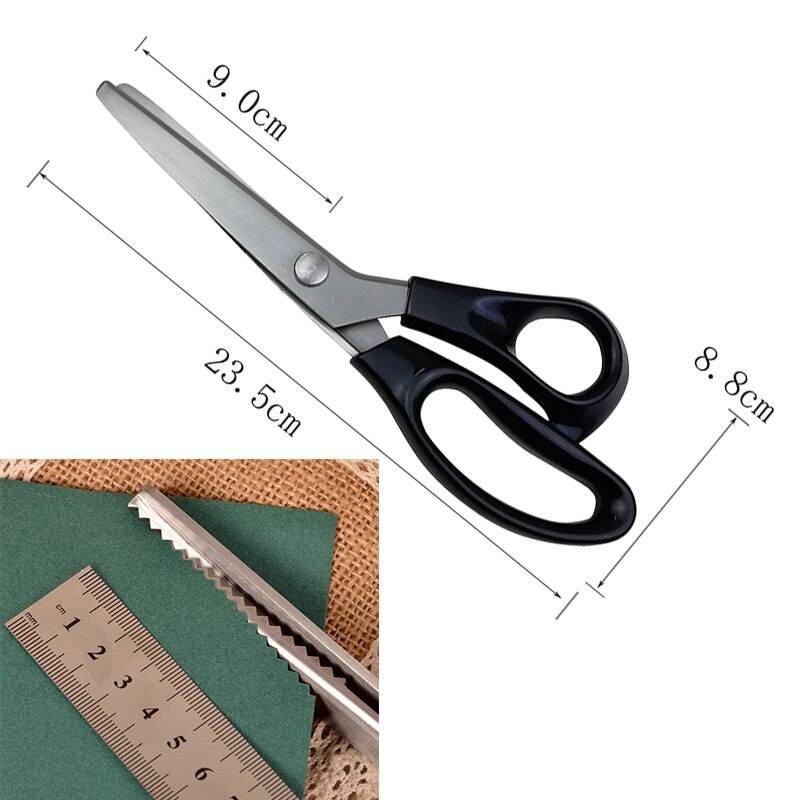 23.5cm Zig Zag Sewing Cut Dressmaking Tailor Shear Pinking Scissor Leather Craft Fabric Upholstery Tool Textile: Ivory