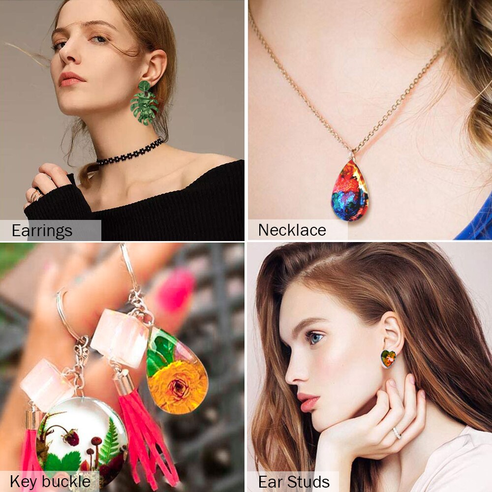 1 set silikonform för smycken epoxihartsformar diy lera halsband hänge gjutformar smycken örhänge nyckelringar gör verktyg