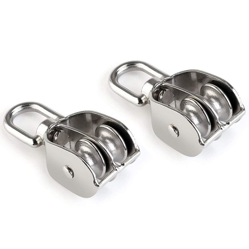 AYHF-Double Pulley Block 2pcs Stainless Steel 304 Double Swivel Pulley Block
