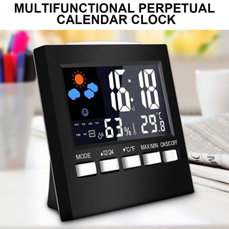 Electronic Digital Alarm Clock Digital Clock Calendar Voice Control LCD Screen With Backlight Display For Home Bedroom Or Office