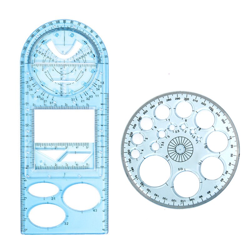 1pc Geometric Ruler Drawing Template Art Construction Architect Stereo Geometry Circle Drafting Measuring Scale Ruler: I