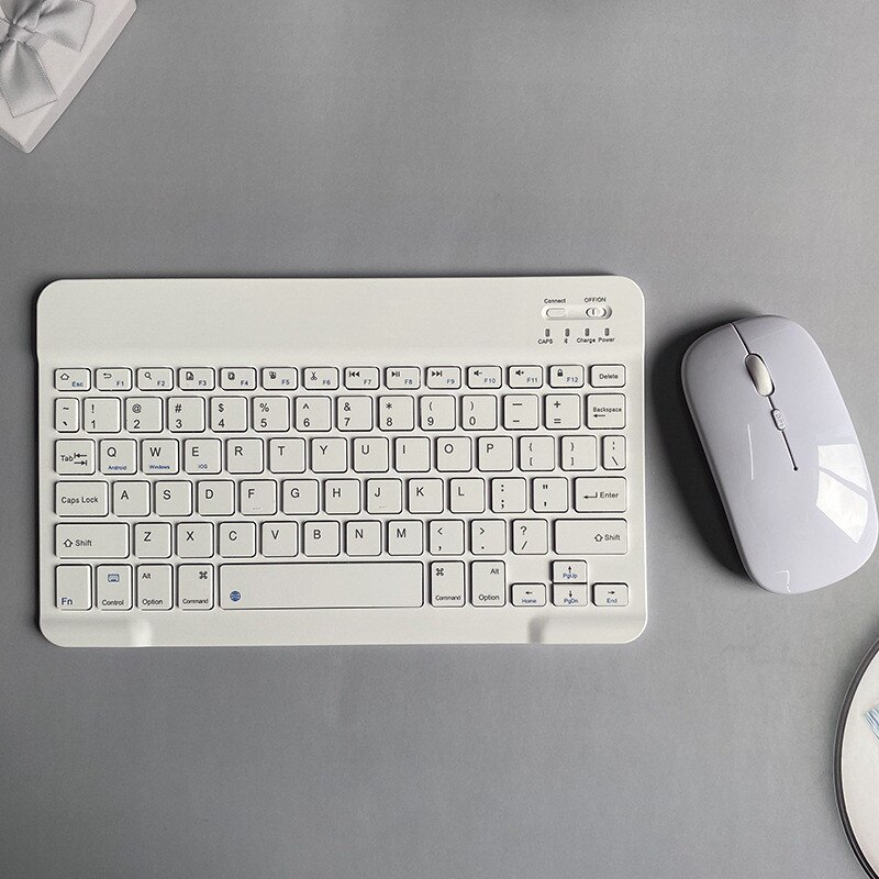 10 Inch Tablet Draadloos Toetsenbord Voor Samsung Xiaomi Huawei Teclado Bluetooth-Compatibel Toetsenbord Muis Voor Ios Android Windows: Key mouse White