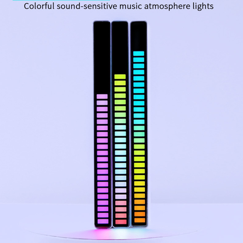 USB RGB Music Light Bar Sound Control Rhythm Light Pickup Lamp Plug and Play 32 bits LED Display Rhythmic visualization