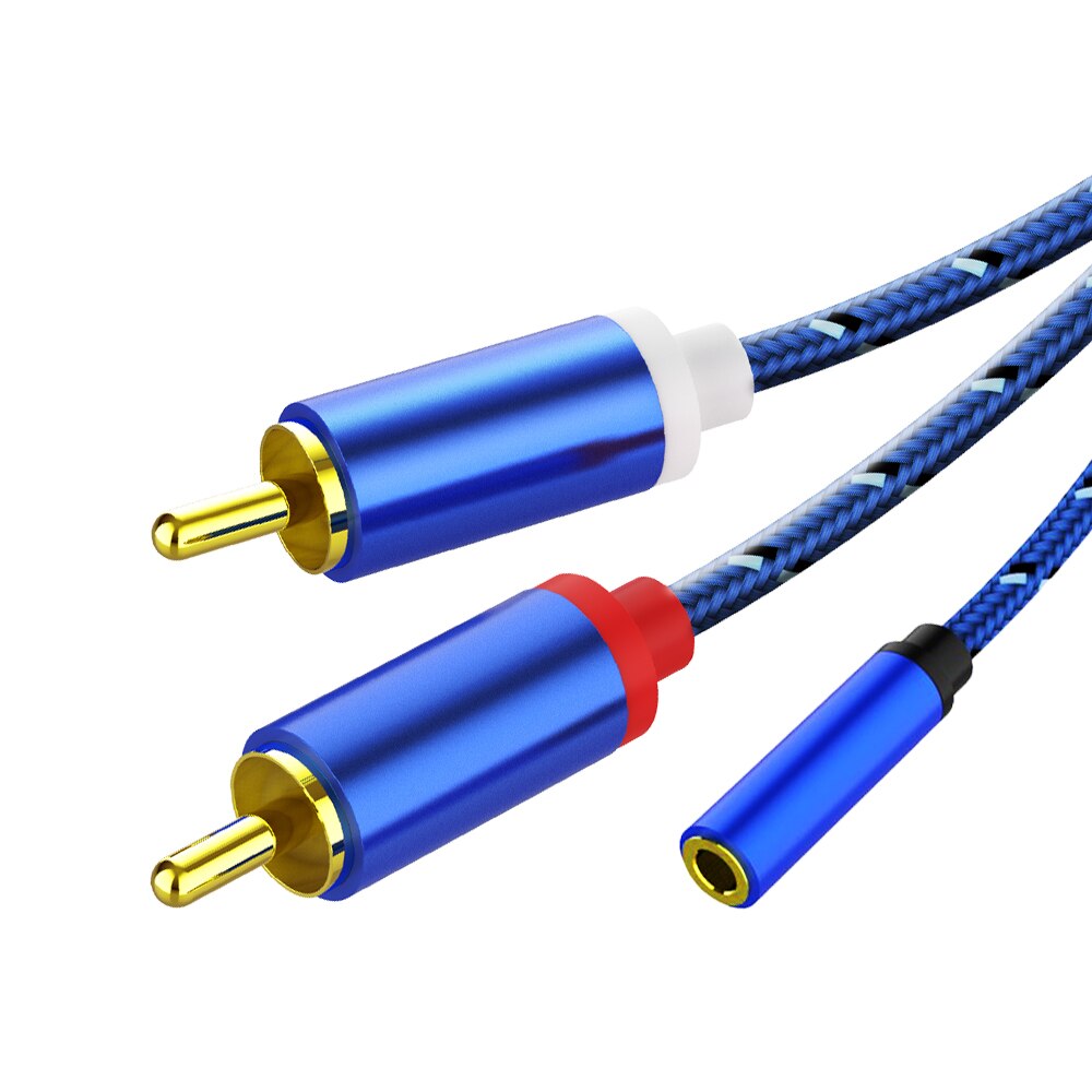Rca Kabel 2RCA Naar 3.5Mm Jack Audio Kabel 2 Rca Male Splitter Aux Kabel Voor Tv Pc Dvd Luidspreker audio Versterkers Subwoofer: Blauw