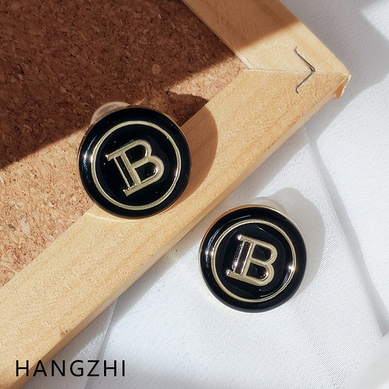 HANGZHI Neue Runde Geometrische knapp B Bunte Tropfen Öl Emaille Metall Kupfer Zucht Ohrringe Frauen INES retro Süße Ohrringe Schmuck