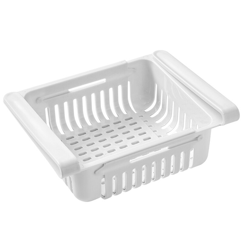 Mini ABS DIY Slide Kitchen Fridge Freezer Space Saver Organization Storage Rack Bathroom Shelf Rack Organizer Holder: White