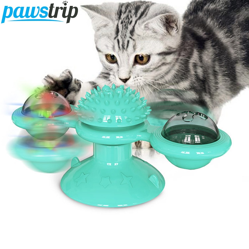 Vindmølle kat legetøj pladespiller drilleri interaktivt kat legetøj puslespil træning kat skrabe kildre kæledyr kugle legetøj