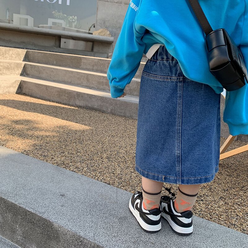 Primavera autunno ragazze gonna di jeans gonna per bambini pantaloni per bambini bambini abiti Vintage moda fessura frontale lavata 1-6Y