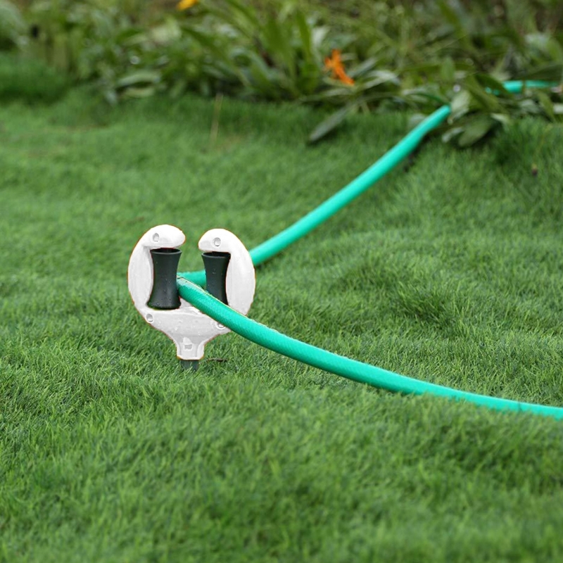 Garden Hose Guide Stake Metal Guide Spikes Reusable Garden Hose Roller Guide Plastic Wheel Hose Guide Pegs Garden