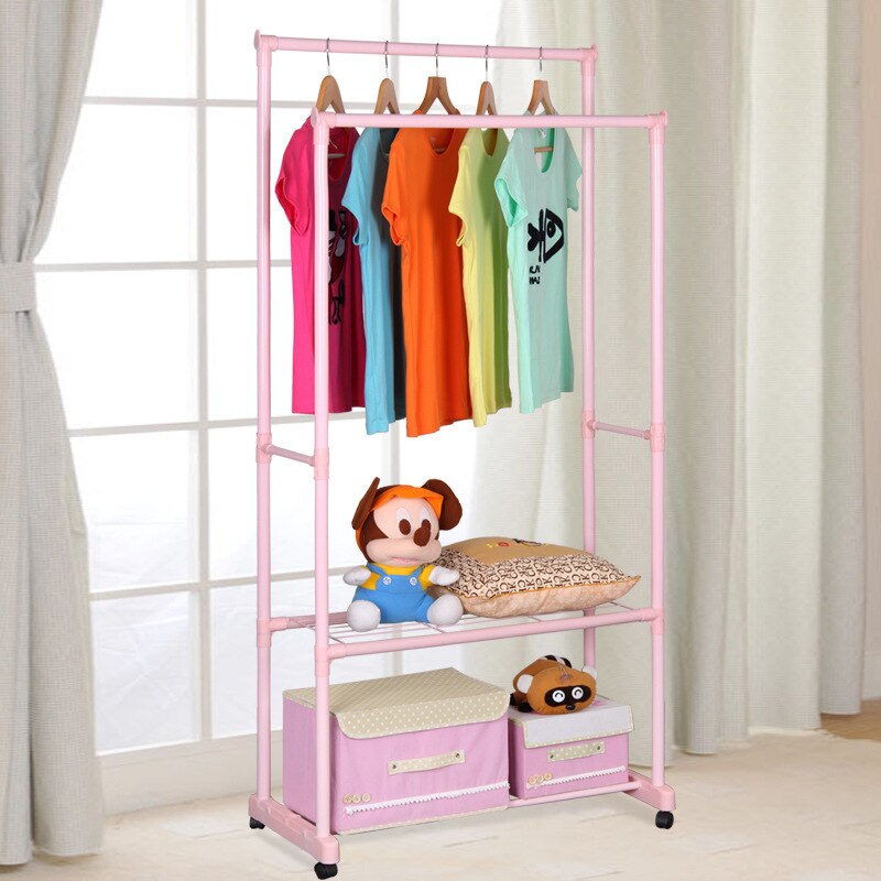 Mrosaa Stainless Steel Drying Racks Balcony Double Pole Floor Drying Home Living Room Bedroom Hangers Coat Rack Clothes Rod