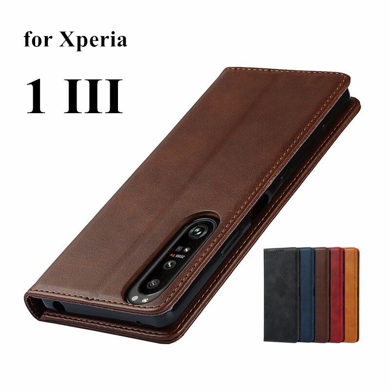 Skórzane etui do Sony Xperia 1 III etui z klapką etui na karty magnetyczne przyciąganie pokrywy skrzynka dla Sony Xperia 1 II portfel etui