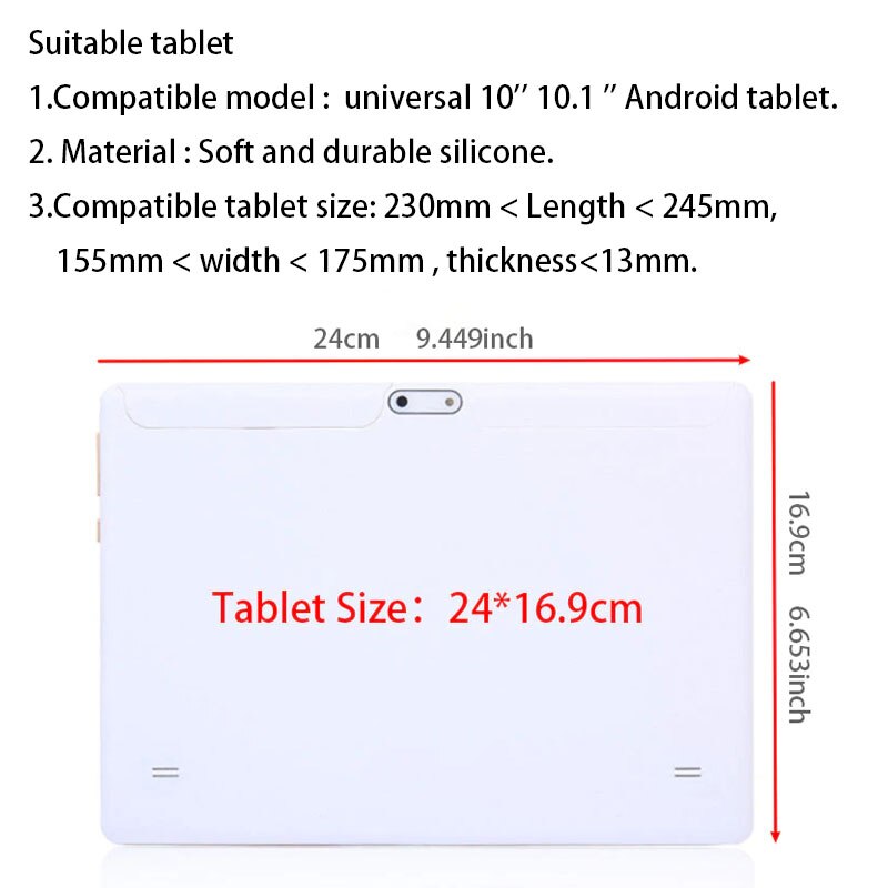 funda tablet 10 pulgadas Nueva silicona suave funda tablet 10.1 pulgadas Cubierta trasera a prueba de golpes de Tablet PC Android