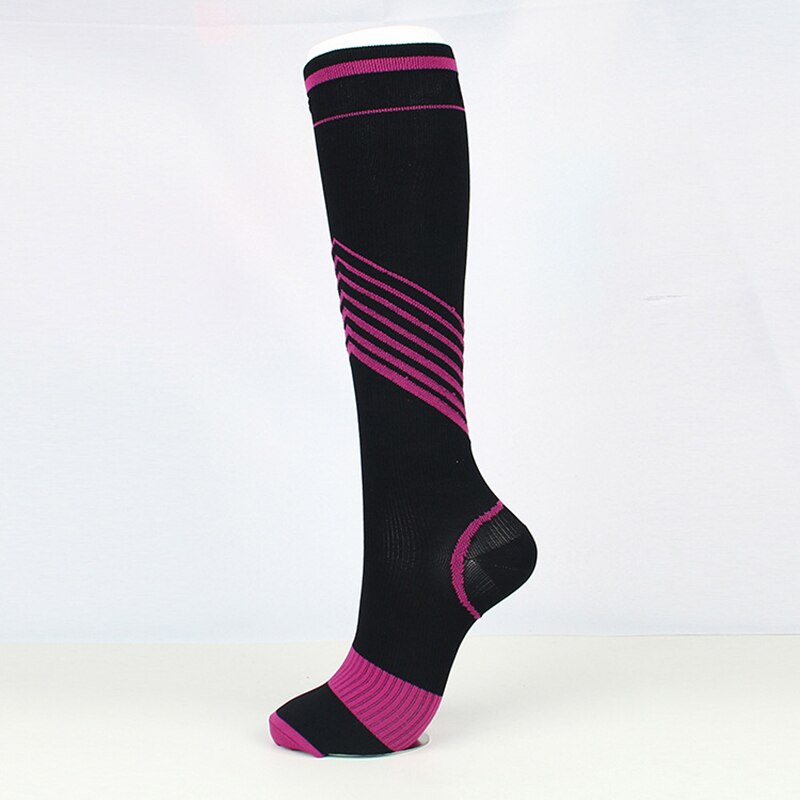 Sports Compression Sock Flight Cycling Travel Compress Sport Fit Stretch Leg Support Stocking Unisex Men/Women Ski Stocking: purple / S/M