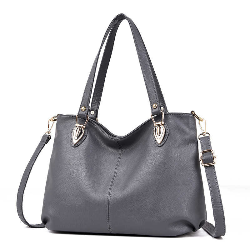 Women Leather Bags Famous Brands Handbag Casual Female Bag Tote Ladies Shoulder Bag Large Capacity Women Messenger bag: Dark grey
