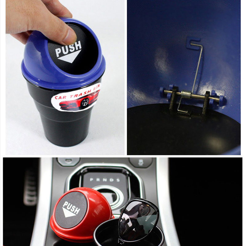 Cubo de basura para coche, contenedor de basura automático, caja para polvo, color amarillo, rojo, azul, negro y gris