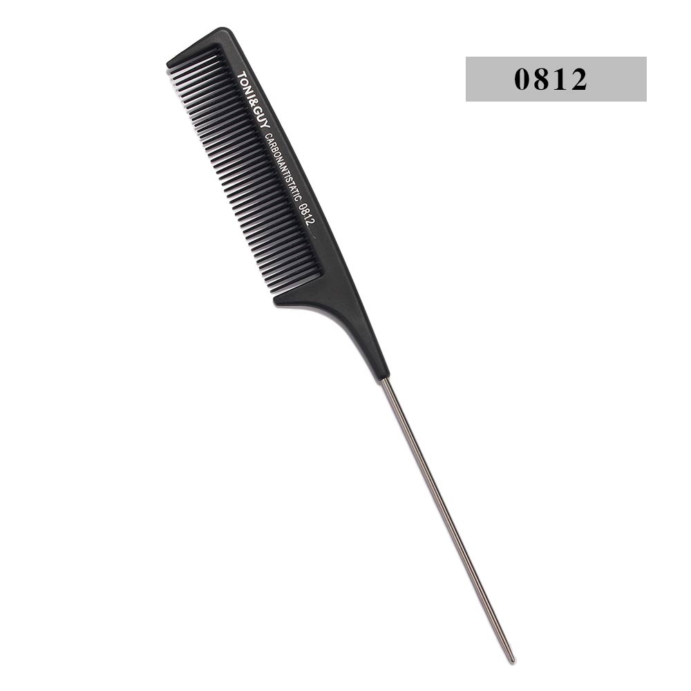 Peine de dientes finos de Metal para peluquería, peine de cola de rata de plástico negro, cepillos de pelo, herramientas de belleza, novedad: 3