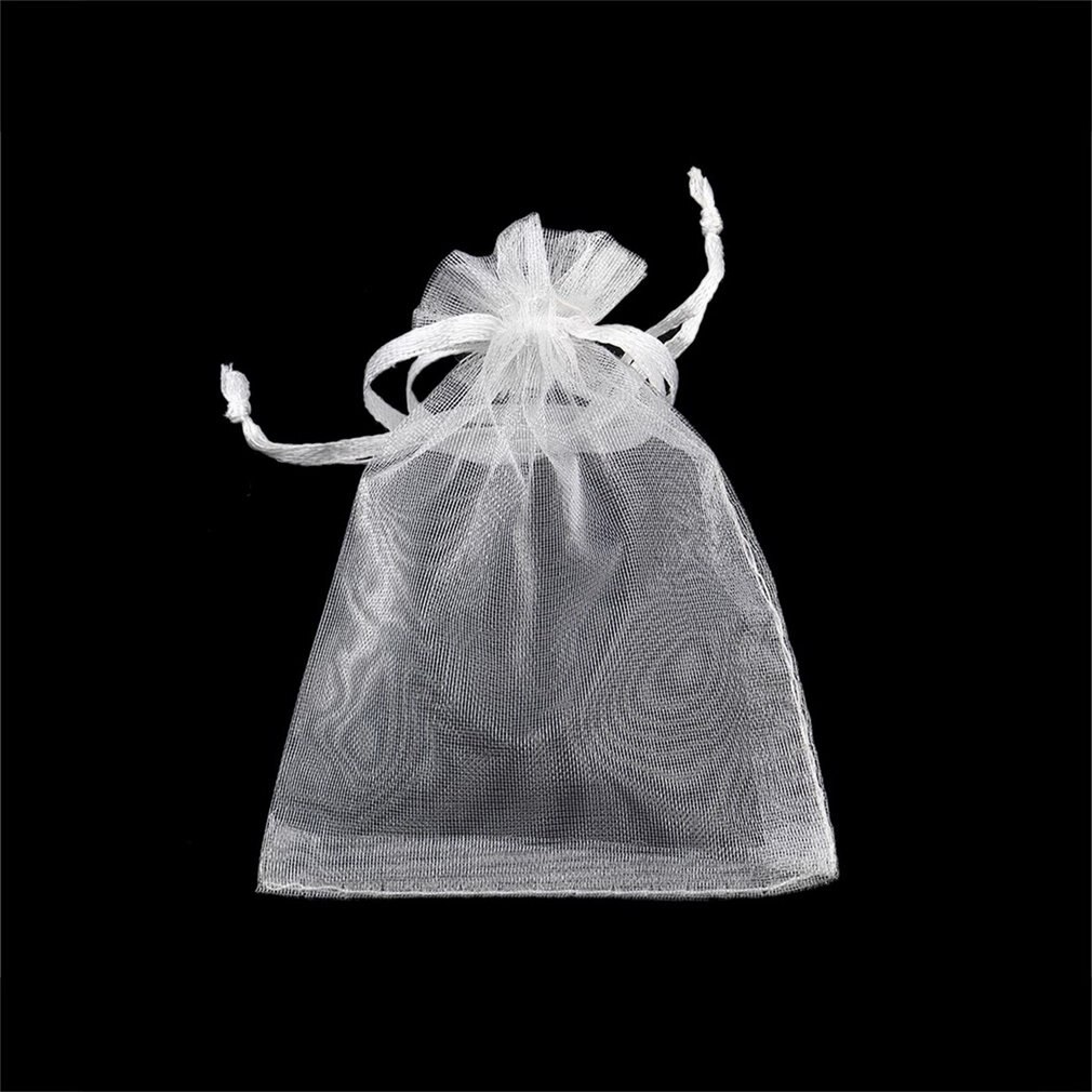 100 Stks/partij Drawable Wit Kleine Organza Zakjes 7X9Cm Favor Wedding Christmas Bag Sieraden Verpakking Tassen & zakjes Decoratie