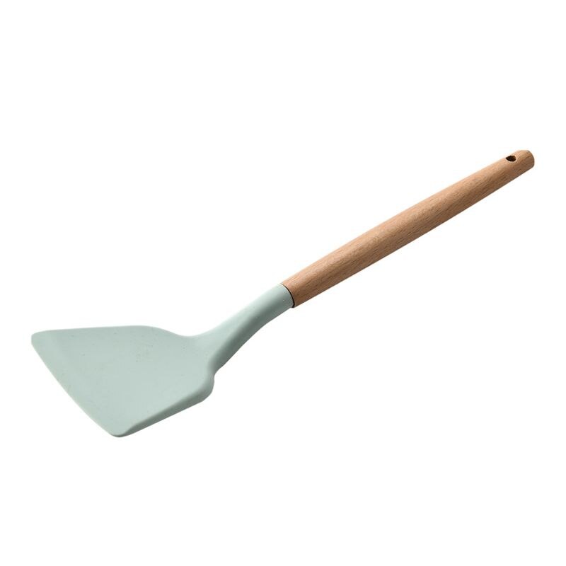 Non-toxic Silicone Kitchen Cooking Utensils Set Natural Wooden Handle Cooking Tools Turner Tongs Spatula Spoon for Nonstick Cook: 3