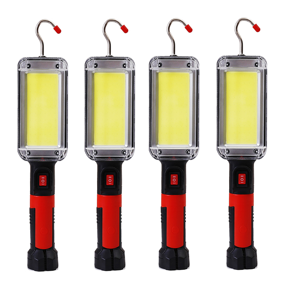 1/2/4 stk. usb genopladelig cob arbejdslampe bærbar led lommelygte 18650 justerbare vandtætte magnetiske krogklemmer campinglanterne