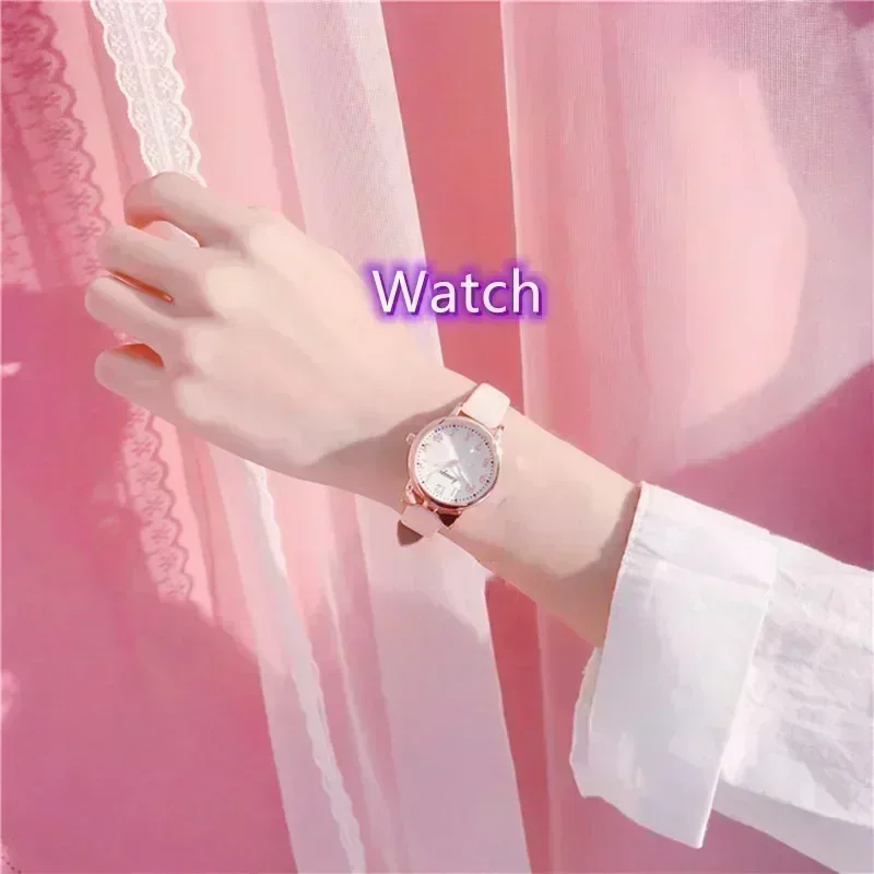 2025 Kinder Liebe Digitale Zifferblatt Kinder Set Uhr Lederband Quarz Uhren Kind Mädchen Uhr kinder Uhr + armband: Rosa