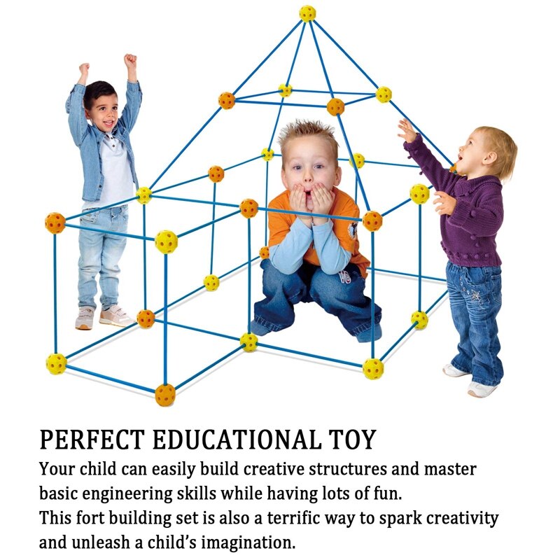 69Pcs costruzione Fort Toy fai da te gioca tenda costruzione castello Tunnel emble kit per regalo per bambini