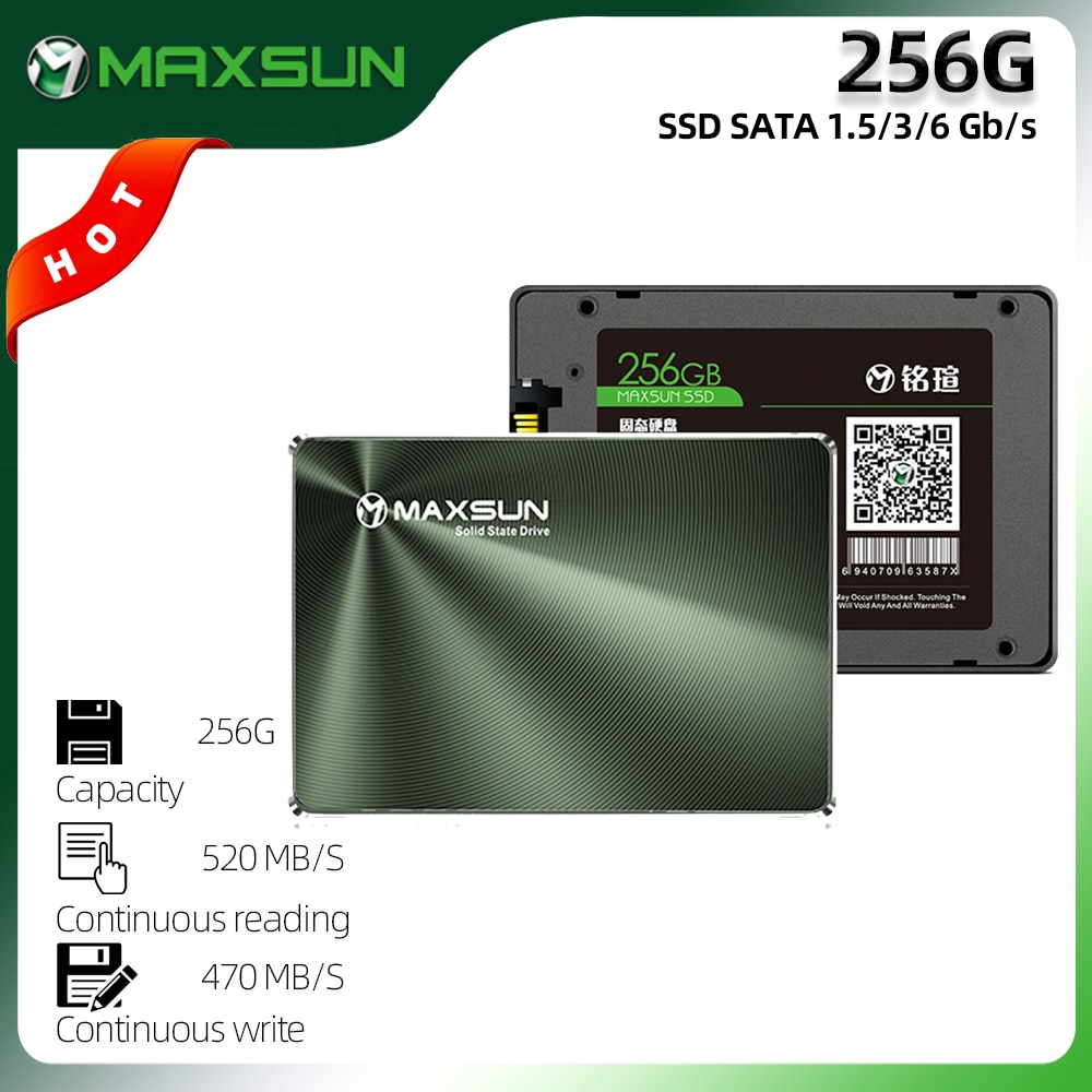 MAXSUN-disco duro interno de estado sólido para ordenador portátil y de escritorio, Unidad de SATA completa SSD de 2,5 pulgadas, 256 GB, SATA 520/1,5 GB/s, 3/6 MB/s