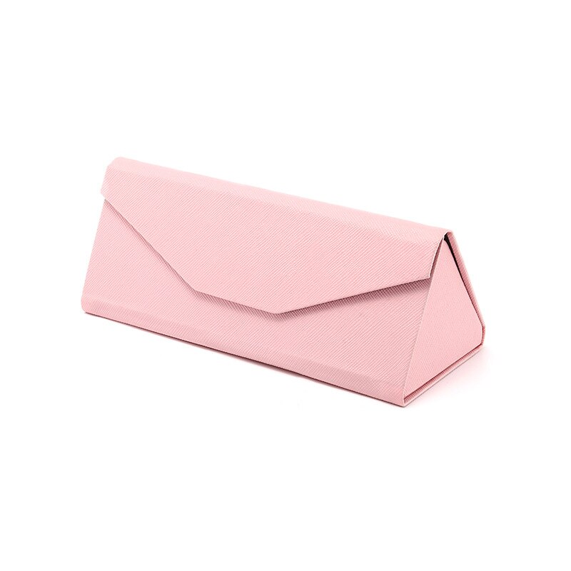 Cross Patroon Zonnebril Geval Zonnebril Geval Pu Draagbare Compressie Slip Trend Opvouwbare Unisex Pure Kleur Bril Case: Roze