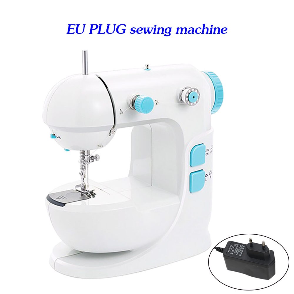Mini Portable Handheld Sewing Machine Stitch Sew Needlework Cordless Clothes Fabrics Electrec DIY Manual Pedal: EU PLUG