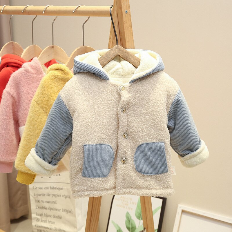 Winter Baby Jongens Lange Mouwen Cartoon Kikker Hooded Brief Dikke Fleece Jassen Kinderen Kids Parka Warme Bovenkleding Jassen Casaco: Blauw / 24M