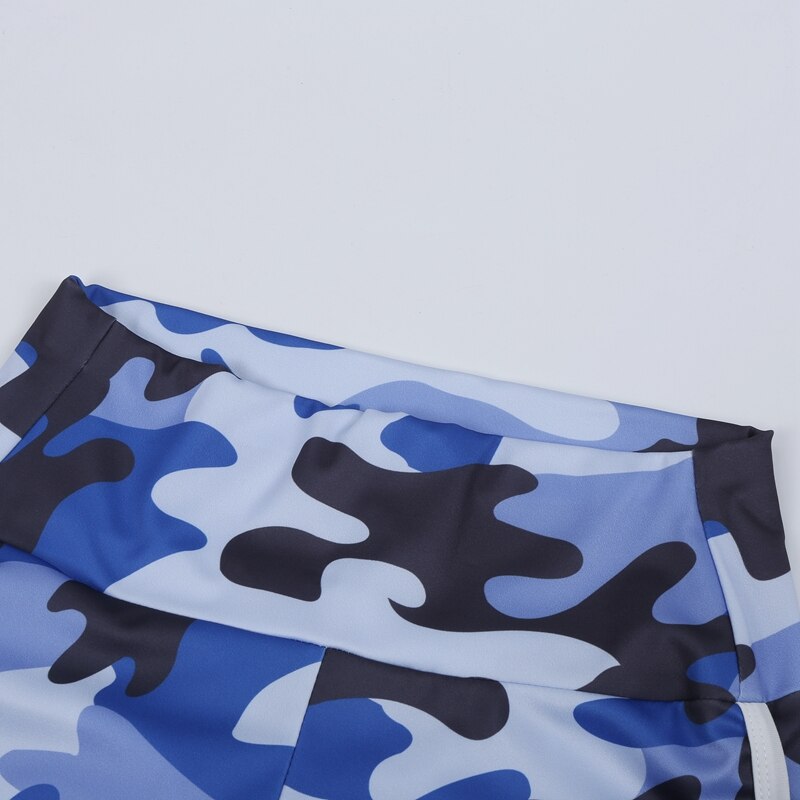 Top dames camouflage workout shorts gym yoga shorts dames elastische hoge taille fitness sport casual short blauw l