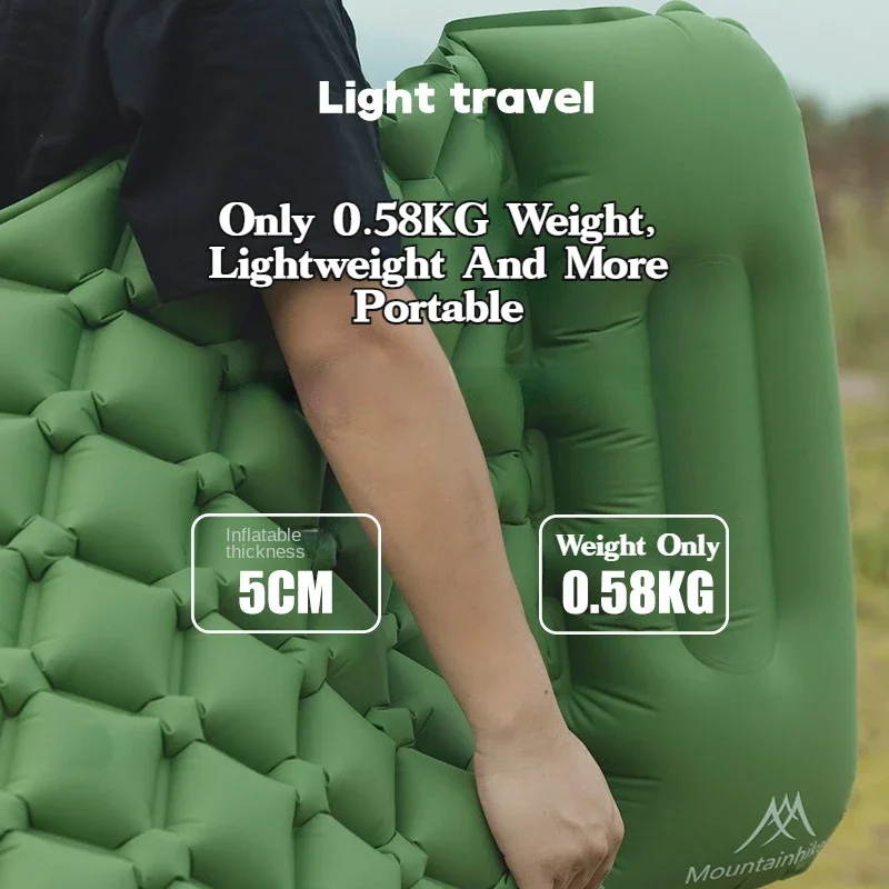 MOUNTAINHIKER Outdoor Stamped Air Cushion Sleeping Pad Camping Inflatable Mattress with Pillow Travel Mat Folding Bed for Hiking