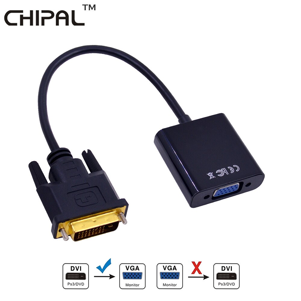 DVI Male to VGA Female Adapter Full HD 1080P DVI-D to VGA Adapter 24+1 25Pin to 15Pin Cable Converter for PC Computer Monitor