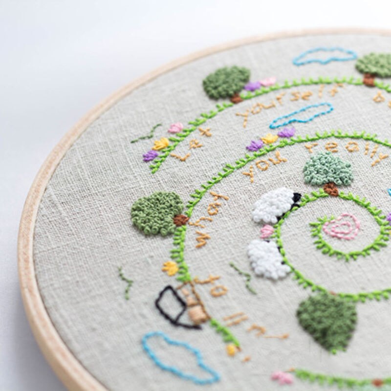 Diy broderi startkit förtryckta handarbete växtmönster färgtrådar för handgjorda  e2s