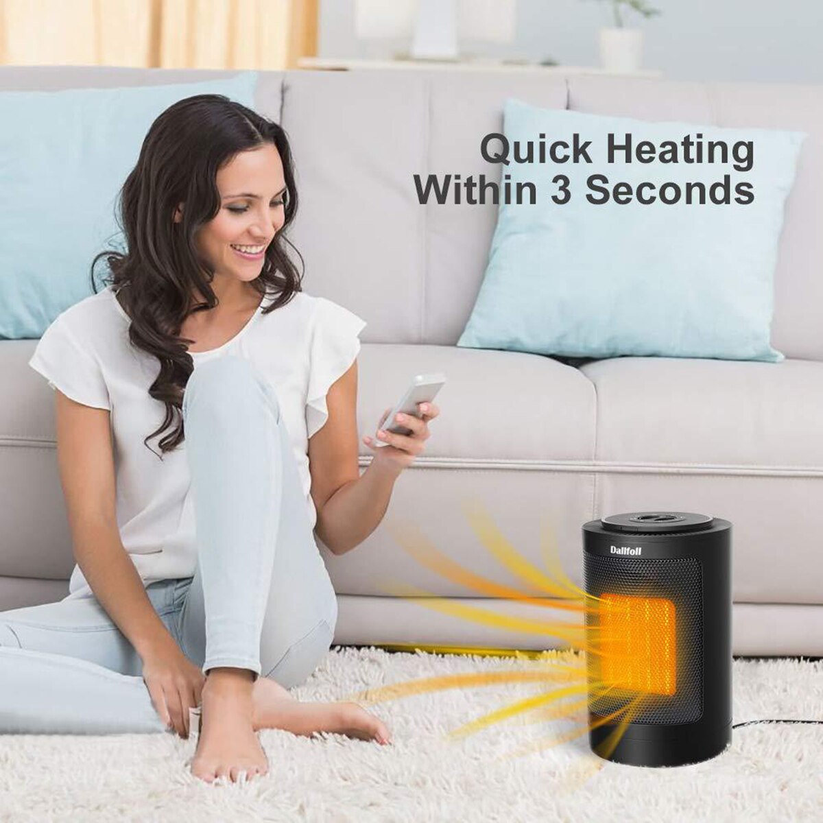 1Pcs Mini Space Heater Personal Heating Fan Overheat Protection Fireplaces Adjustable Thermostat Office Desktop Family Device