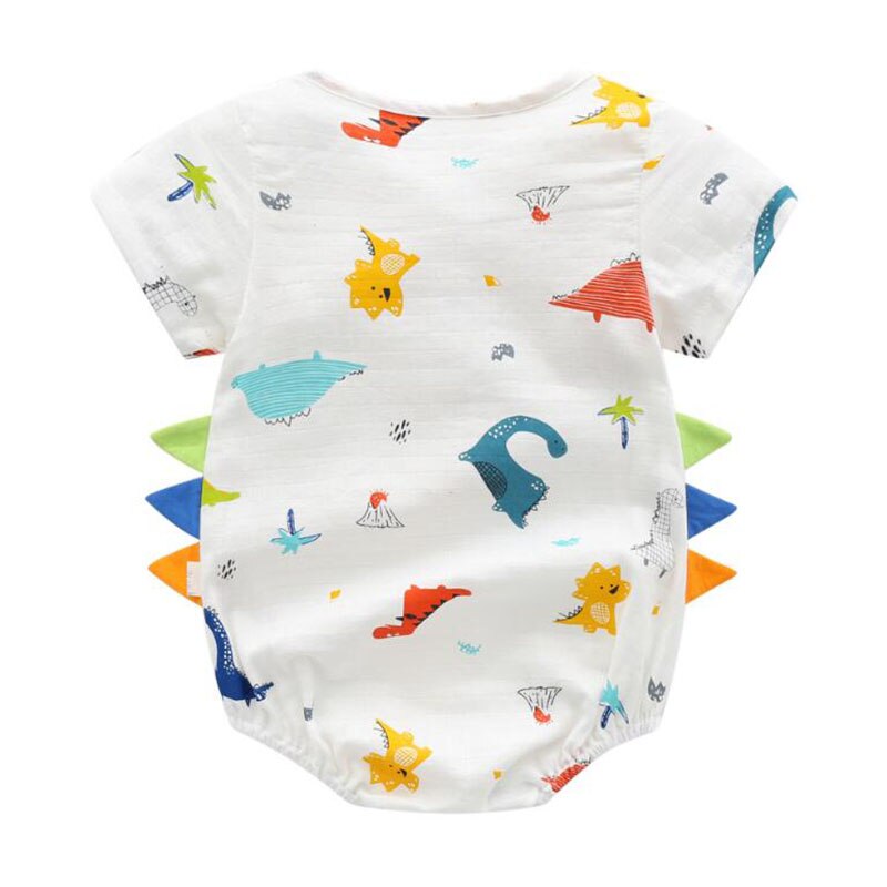Barboteuse à manches courtes pour bébés garçons, imprimé de dinosaures, vêtements en coton, été