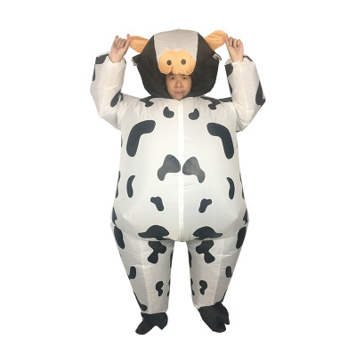 Disfraz de vaca inflable divertido para adulto, disfraz de vaca, disfraz de Mascota, disfraz de Halloween, 150 cm-200 cm: Black