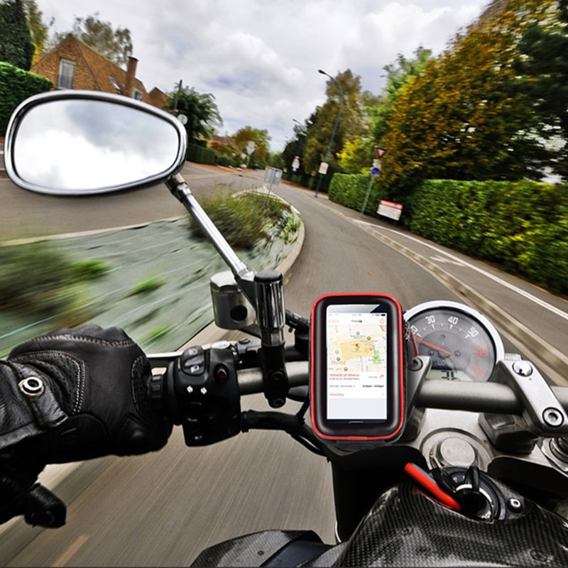 Herobiker universal motorcykel scooter håndtag bar telefonholder moto stand taske vandtæt taske taske 5-5.8 tommer cykel styr