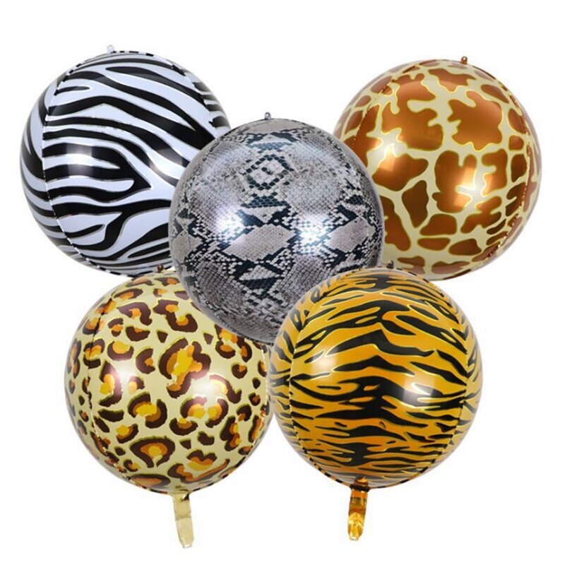 20 stk safari dyr print folie ballon 22 tommer vild 4d runde helium ballon jungle zoo tema baby shower fødselsdag indretning