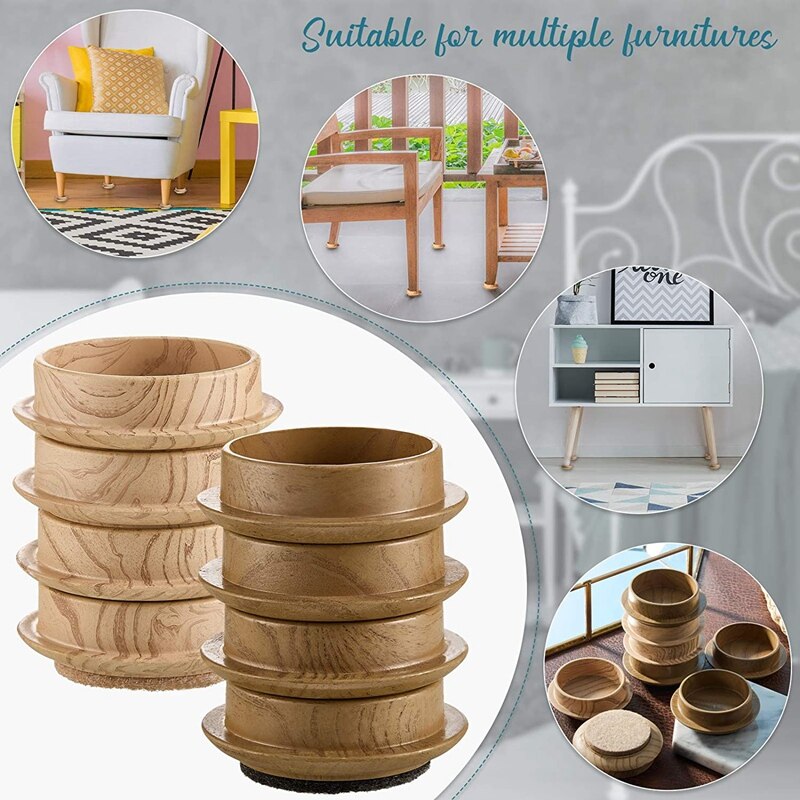 8 Pieces Felt Floor Cups 4.5 cm Round Furniture Felt Castors Non Slip Floor Protector for Chair Legs Furniture