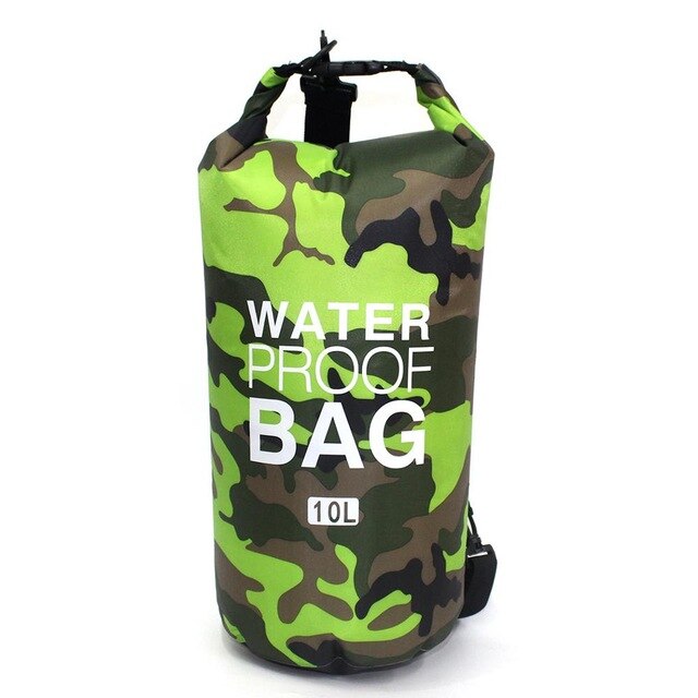 PVC Waterproof Dry Bag 10L 20L Camo Outdoor Diving Foldable Man Women Beach Swimming Bag Rafting River Ocean backpack: 10L Green