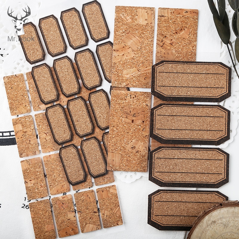 24/48 stuks handgemaakte houten etiketten, stickers, verpakkingsetiketten, afsluitlabels, keukenpotten, bekers, decoratieve labels, planner, album, zelfklevende sticker