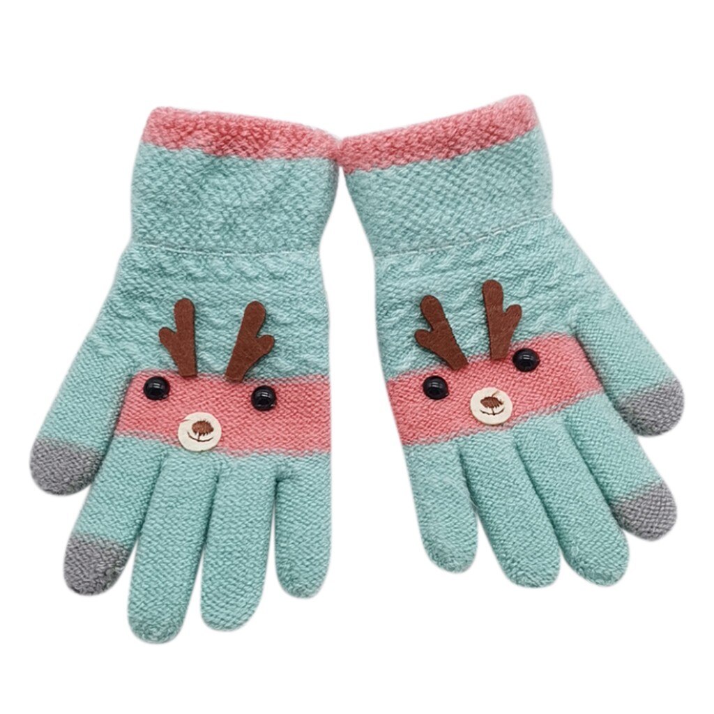 Winter freundlicher Finger warme gestrickte handschuhe mädchen Plus samt gestrickte handschuhe für freundlicher Fäustlinge Handschuhe obst: grün