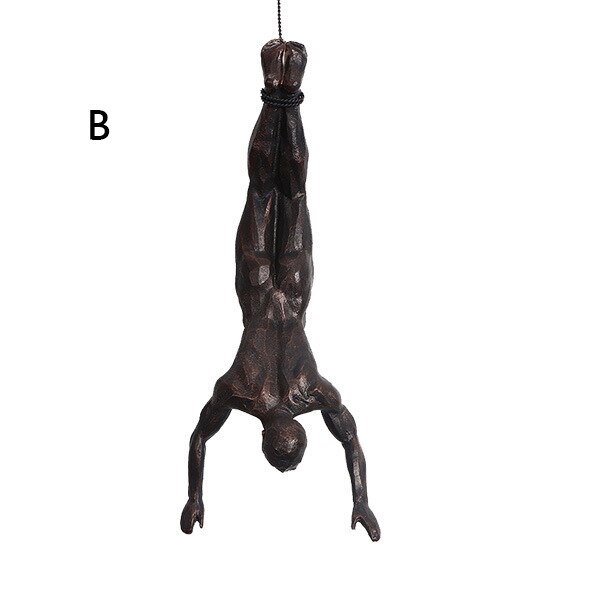 Aqumotic hængende klatre figurer bjergbestigning udendørs sport soveværelse indretning undersøgelse dekoration 3d muskel mand reb ornament giver: Sort b