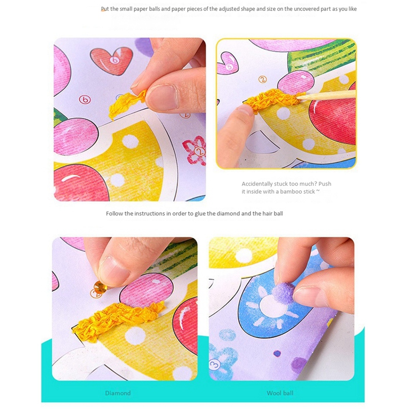 Children Sticky Paper Painting 3D DIY Handmade Art Craft Sticky Painting Educational Stickers Game Kids