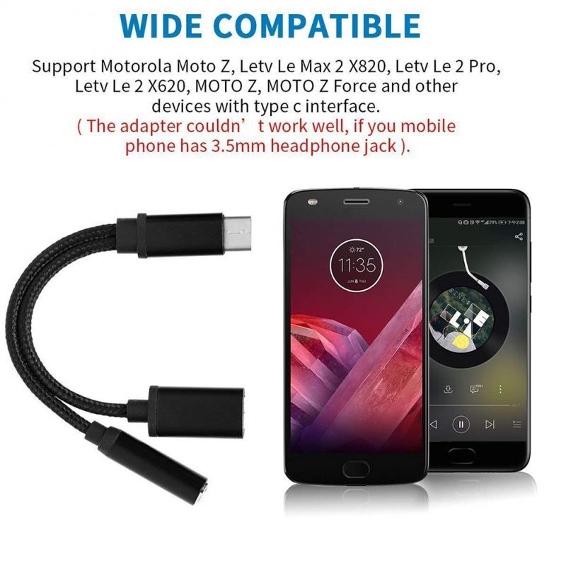 Type-C Earphone Audio Cable Adapter Converters Phone Headset Type-C Conversion Cable 3.5mm Headphone Plug Phone Adapters